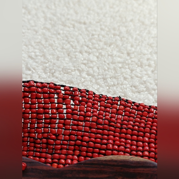 Handcrafted Beaded Stretchable Belt with a Wooden Buckle - Picture 6 of 11